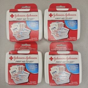 Johnson & Johnson Mini First Aid Kit To Go 4 Pack Lot Sealed New 12 Piece Each